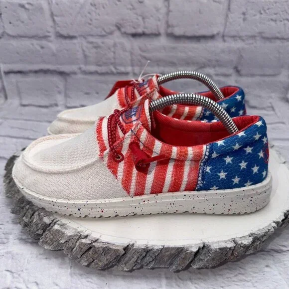 Hey Dude Wendy Patriotic Americana Slip On Shoes Women's Size 5 USA Flag NEW - Picture 5 of 13